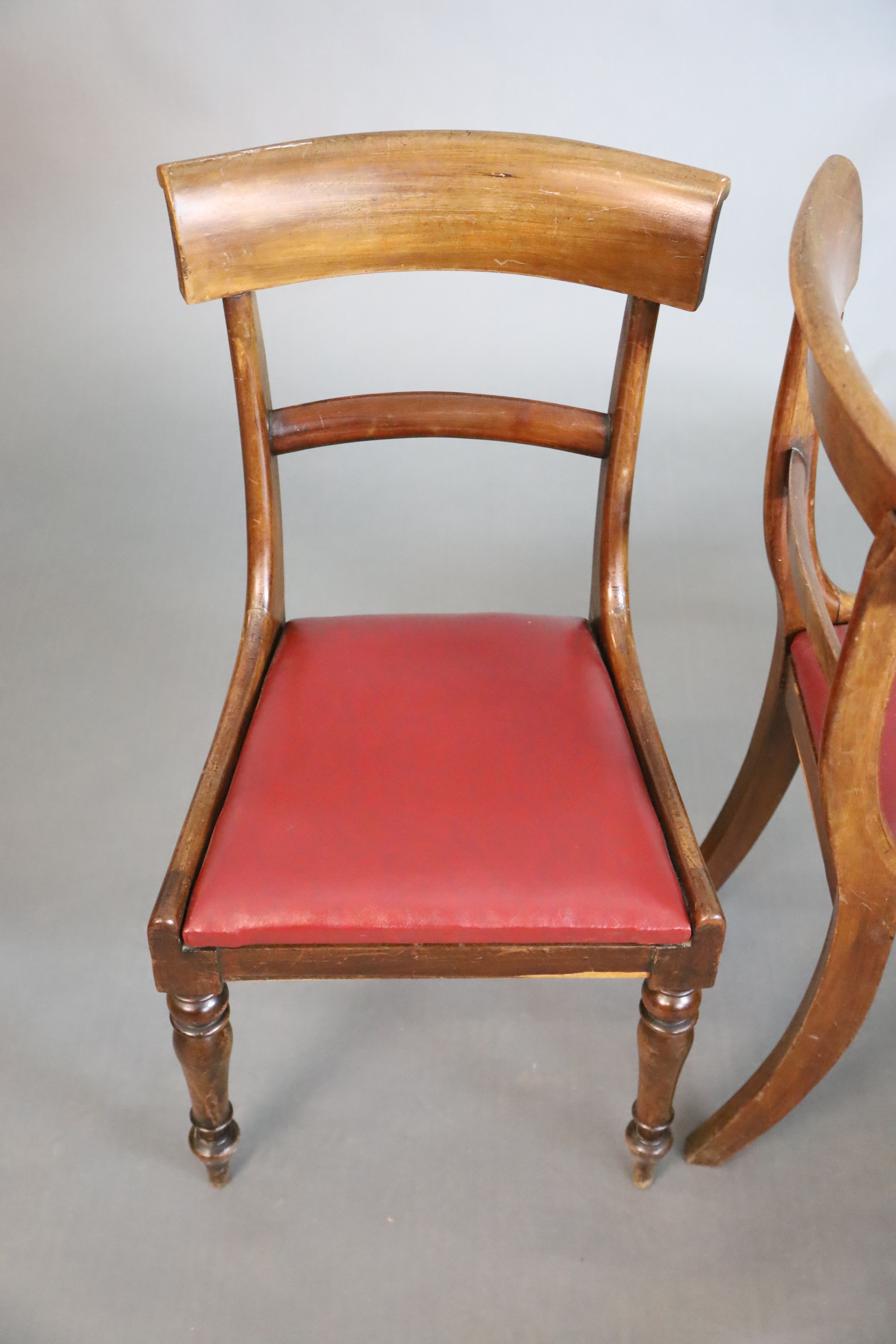 A set of five William IV mahogany dining chairs, W.45.5cm H.89cm